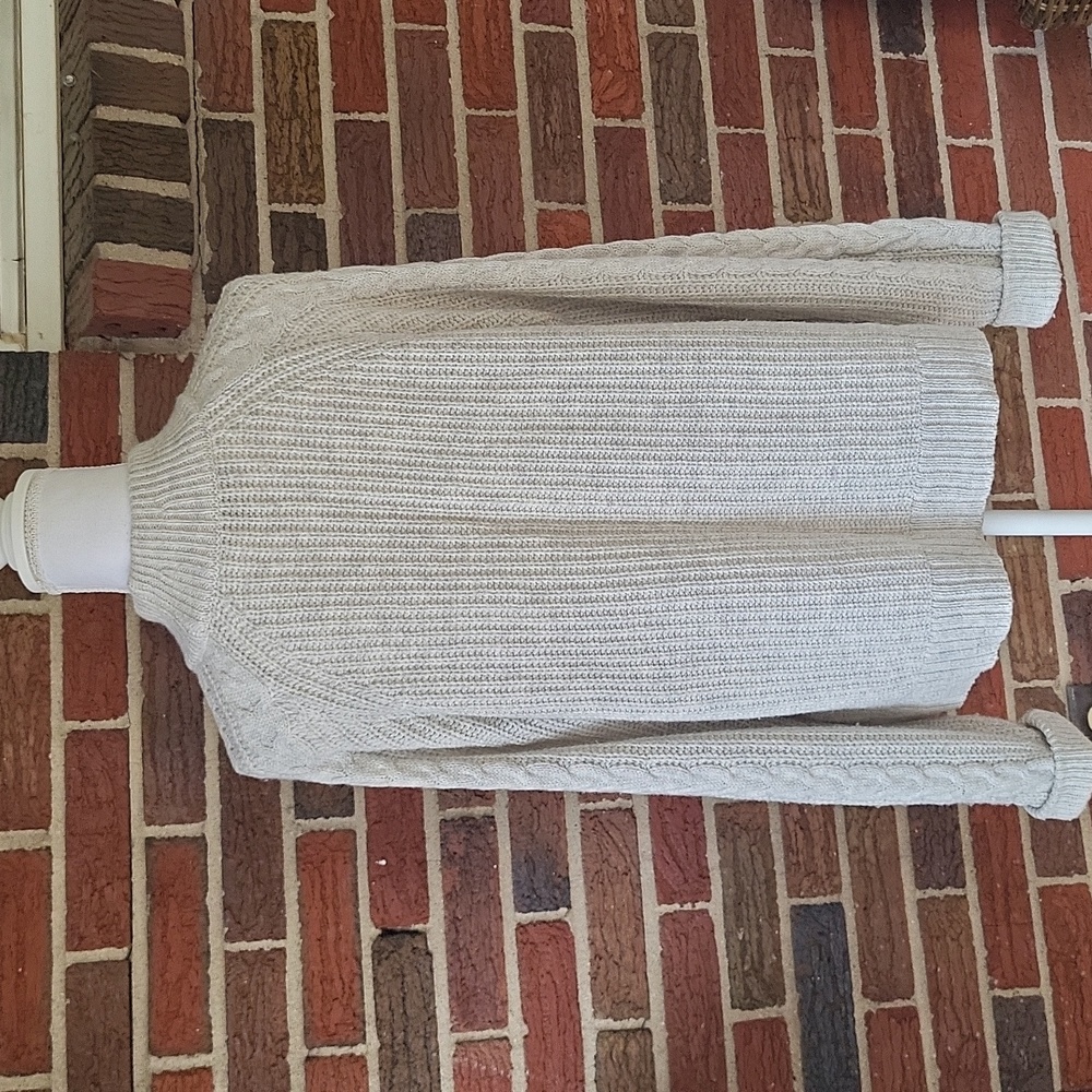 J. Crew Azra Pom-Pom Cableknit Sweater Gray Size Large - Picture 6 of 9